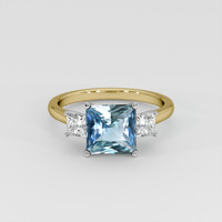 2.28 Ct. Greenish Blue Sapphire Ring, 14K White & Yellow 1