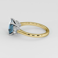 2.28 Ct. Greenish Blue Sapphire Ring, 14K White & Yellow 4