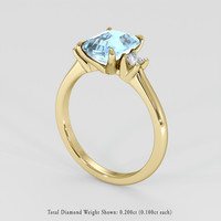 1.78 Ct. Blue Aquamarine Ring, 14K Yellow Gold 2