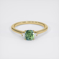 1.01 Ct. Bluish Green Sapphire Ring, 14K Yellow Gold 1