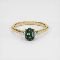 1.06 Ct. Green Sapphire Ring, 14K Yellow Gold 1