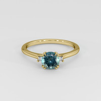 1.00 Ct. Greenish Blue Sapphire Ring, 14K Yellow Gold 1