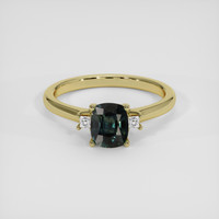 1.14 Ct. Bluish Green Sapphire Ring, 14K Yellow Gold 1