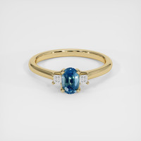 0.62 Ct. Greenish Blue Sapphire Ring, 14K Yellow Gold 1