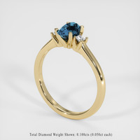 0.96 Ct. Greenish Blue Sapphire Ring, 14K Yellow Gold 2