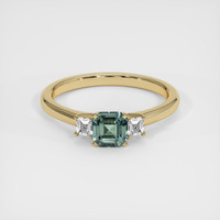0.83 Ct. Bluish Green Sapphire Ring, 14K Yellow Gold 1