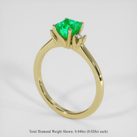 0.70 Ct. Emerald Ring, 18K Yellow Gold 2