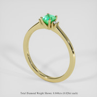 0.54 Ct. Emerald Ring, 18K Yellow Gold 2