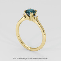 1.00 Ct. Greenish Blue Sapphire Ring, 18K Yellow Gold 2