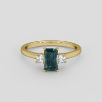 1.05 Ct. Bluish Green Sapphire Ring, 18K Yellow Gold 1