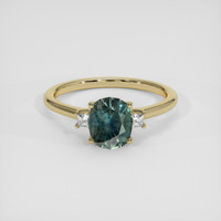 1.43 Ct. Bluish Green Sapphire Ring, 18K Yellow Gold 1