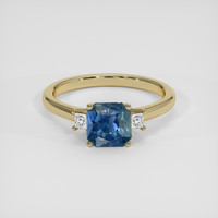 2.05 Ct. Greenish Blue Sapphire Ring, 18K Yellow Gold 1