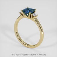 2.05 Ct. Greenish Blue Sapphire Ring, 18K Yellow Gold 2