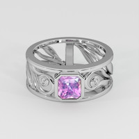 1.18 Ct. Purplish Pink Sapphire Ring, 18K White Gold 1