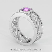 1.18 Ct. Purplish Pink Sapphire Ring, 18K White Gold 2