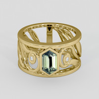 0.72 Ct. Green Sapphire Ring, 10K Yellow Gold 1