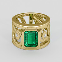2.53 Ct. Emerald Ring, 18K Yellow Gold 1