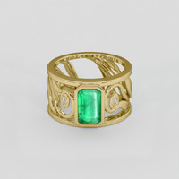 1.59 Ct. Emerald Ring, 18K Yellow Gold 1