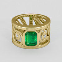2.08 Ct. Emerald Ring, 18K Yellow Gold 1