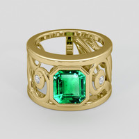 2.67 Ct. Emerald Ring, 18K Yellow Gold 1