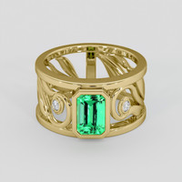1.49 Ct. Emerald Ring, 18K Yellow Gold 1