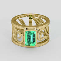 1.33 Ct. Emerald Ring, 18K Yellow Gold 1