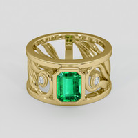 1.57 Ct. Emerald Ring, 18K Yellow Gold 1