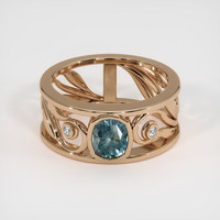 1.19 Ct. Greenish Blue Sapphire Ring, 14K Rose Gold 1