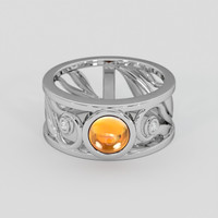 0.75 Ct. Orange Sapphire Ring, Silver 1