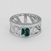 1.15 Ct. Greenish Blue Sapphire Ring, Silver 1