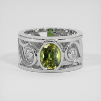 1.90 Ct. Yellowish Green Sapphire Ring, 18K White Gold 1