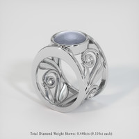 7.83 Ct. Bluish Grey Sapphire Ring, 18K White Gold 2