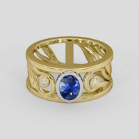 1.14 Ct. Blue Sapphire Ring, 14K White & Yellow 1