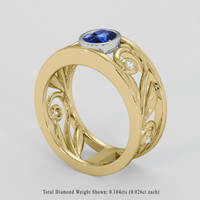 1.14 Ct. Blue Sapphire Ring, 14K White & Yellow 2