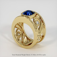 3.10 Ct. Blue Sapphire Ring, 14K Yellow Gold 2