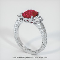 3.17 Ct. Ruby Ring, Platinum 950 2