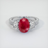 3.17 Ct. Ruby Ring, 14K White Gold 1