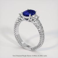 1.86 Ct. Blue Sapphire Ring, 18K White Gold 2