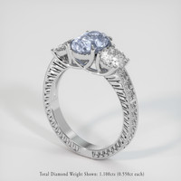 2.10 Ct. Blue Sapphire Ring, 18K White Gold 2