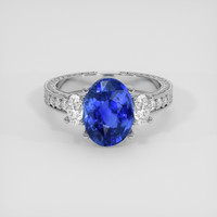 3.91 Ct. Blue Sapphire Ring, 18K White Gold 1