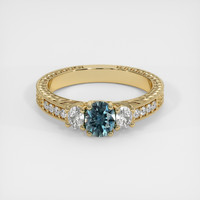 0.90 Ct. Greenish Blue Sapphire Ring, 10K Yellow Gold 1