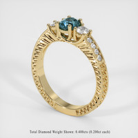 0.90 Ct. Greenish Blue Sapphire Ring, 10K Yellow Gold 2