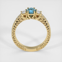 0.90 Ct. Greenish Blue Sapphire Ring, 10K Yellow Gold 3