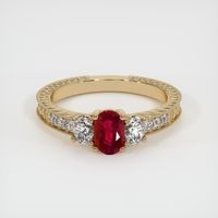 0.59 Ct. Ruby Ring, 14K Yellow Gold 1