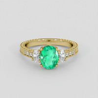 1.64 Ct. Emerald Ring, 18K Yellow Gold 1