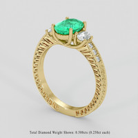 1.64 Ct. Emerald Ring, 18K Yellow Gold 2