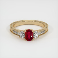 0.59 Ct. Ruby Ring, 18K Yellow Gold 1