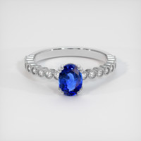 1.14 Ct. Blue Sapphire Ring, 18K White Gold 1