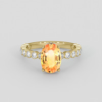 2.29 Ct. Padparadscha Sapphire Ring, 18K Yellow Gold 1