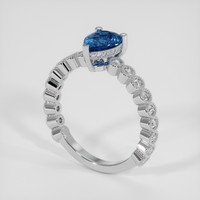 0.89 Ct. Blue Sapphire Ring, 14K White Gold 2
